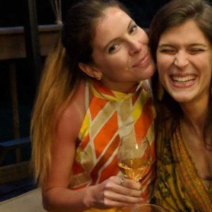 Bright Colored Scarf Tank, High Neck Ties At Top - Size Small